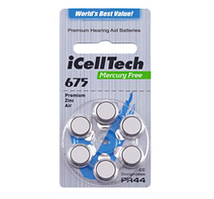 Батарейки для слуховых аппаратов iCellTech 675 (Южная Корея) 60 шт. + Бесплатная доставка Новой Почтой