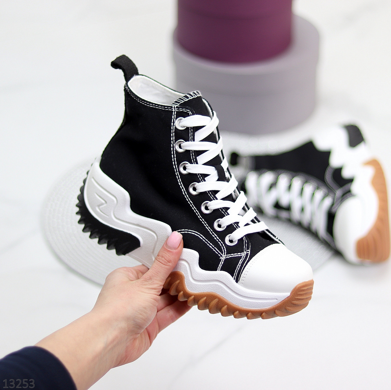 Ультра модные высокие черные текстильные женские кроссовки хайтопы цвет на выбор (обувь женская)