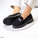 Актуальные черные замшевые женские туфли лоферы на утолщенной подошве (обувь женская), фото 9