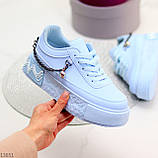 Трендовые голубые женские кроссовки криперы на платформе декор цепь 40-25см (обувь женская), фото 2