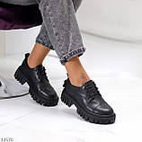 Черные кожаные женские туфли натуральная кожа на утолщенной подошве (обувь женская), фото 5