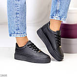 Ультра модные черные женские кеды криперы с перфорацией на платформе (обувь женская), фото 9