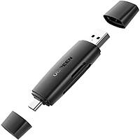 Адаптер-пристрій читання SD карт пам'яті USB кардридер UGREEN USB 3.0 OTG для SD Micro SD SDHC Black (CM304)
