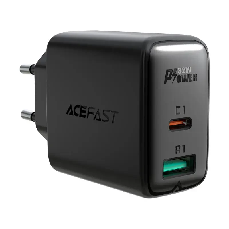 Мережевий зарядний пристрій ACEFAST A5 USB-C+USB-A Dual Port Charger Black (AFA5B)