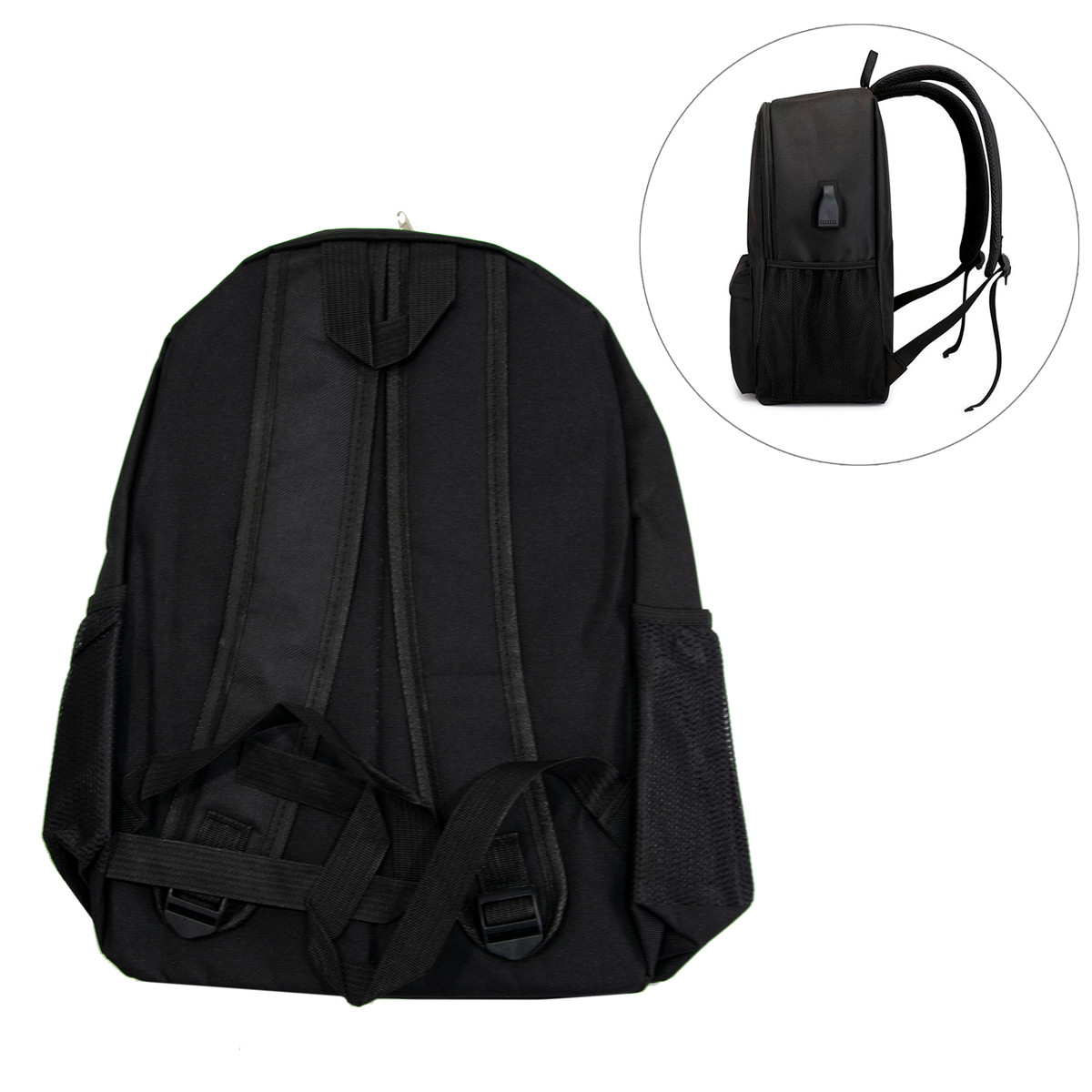 Черный рюкзак для подростка "Мальчик в наушниках", светящийся рюкзак для школы с USB, ранец тканевый (TS) - фото 2 - id-p1604164530
