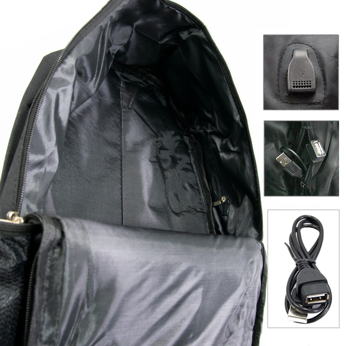 Черный рюкзак для подростка "Мальчик в наушниках", светящийся рюкзак для школы с USB, ранец тканевый (TS) - фото 4 - id-p1604164530