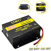 Преобразователь напряжения "UKC DDC-20A" DC/DC 24v-12v 20A, понижающий преобразователь инвертор в машину (NS)