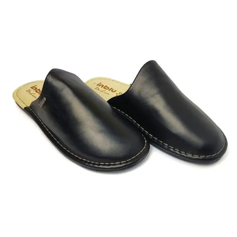 Домашні чоловічі тапочки Inblu чорні шкіряні кімнатні VN-D2, фото 1