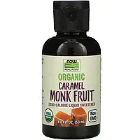 Organic Monk Fruit Zero-Calorie Liquid Sweetener Caramel Now Foods 53 мл