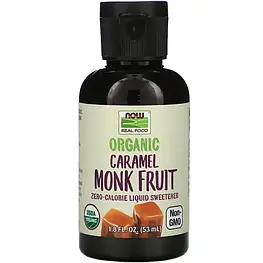 Organic Monk Fruit Zero-Calorie Liquid Sweetener Caramel Now Foods 53 мл