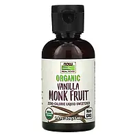 Organic Monk Fruit Liquid Sweetener Vanilla Now Foods 53 мл