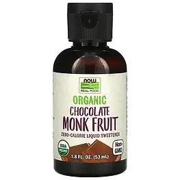 Organic Monk Fruit Zero-Calorie Liquid Sweetener Chocolate Now Foods 53 мл