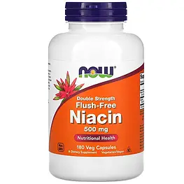 Niacin Flush-Free Double Strength 500 мг Now Foods 180 капсул