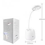 Акумуляторна музична настільна лампа підставка для ручок світлодіодна usb підключенням сенсорна біла, фото 4