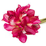 Орхідеї міні, штучний букет квітів, 7 шт, 30 см, червоний, тканина, пластик (631321), фото 2
