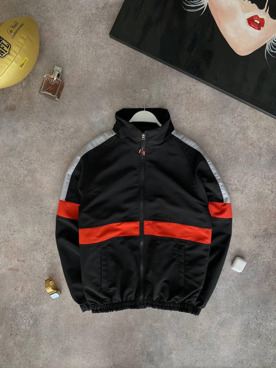 Вітровка чоловіча куртка чорна з червоним демісезонним осінням весна Туреччина, фото 1