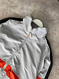 Вітровка чоловіча куртка світло-сіра з червоним демісезонна осінь весна Туреччина, фото 3