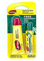 Набор Carmex Classic lip balm + Wintergreen stick Оригинал тюбик + Мятный леденец помадка 2 шт.