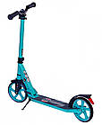 Самокат Maraton Comfort бірюзовий із переднім амортизатором, підніжка, фото 5