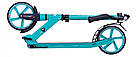 Самокат Maraton Comfort бірюзовий із переднім амортизатором, підніжка, фото 2