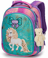 Ортопедический рюкзак школьный каркасный для девочки в 1-4 класс Пони Единорог Winner One SkyName 6034
