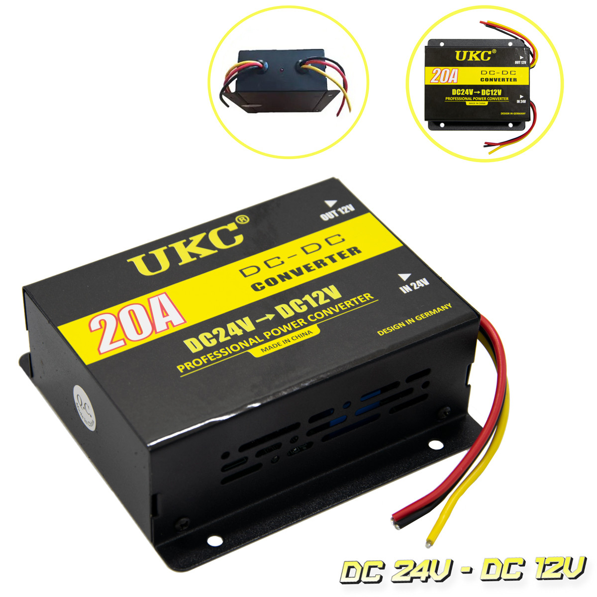 Преобразователь напряжения "UKC DDC-20A" DC/DC 24v-12v 20A, понижающий преобразователь инвертор в машину (TS) - фото 1 - id-p1604262515