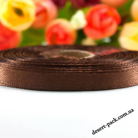 Атласна стрічка 6 мм (23 м.) коричнева, фото 1