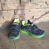 Кросівки дитячі KJ23-2H сірий/зелений (світяться), фото 2