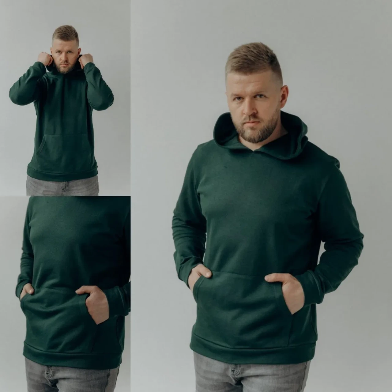 Чоловіча однотонна толстовка з капюшоном, фото 1