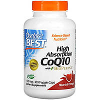 Коэнзим Q10, Doctor's Best "High Absorption CoQ10 with BioPerine" с биоперином, 400 мг (180 капсул)