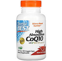 Коэнзим Q10, Doctor's Best "High Absorption CoQ10 with BioPerine" с биоперином, 200 мг (180 капсул)