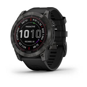 Смарт-годинник Garmin Fenix 7X Sapphire Solar карбоново-сірий титановий DLC з чорним ремінцем