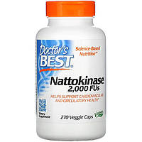 Наттокиназа Doctor's Best "Nattokinase" 2000 FU, здоровье сердечно-сосудистой системы (270 капсул)