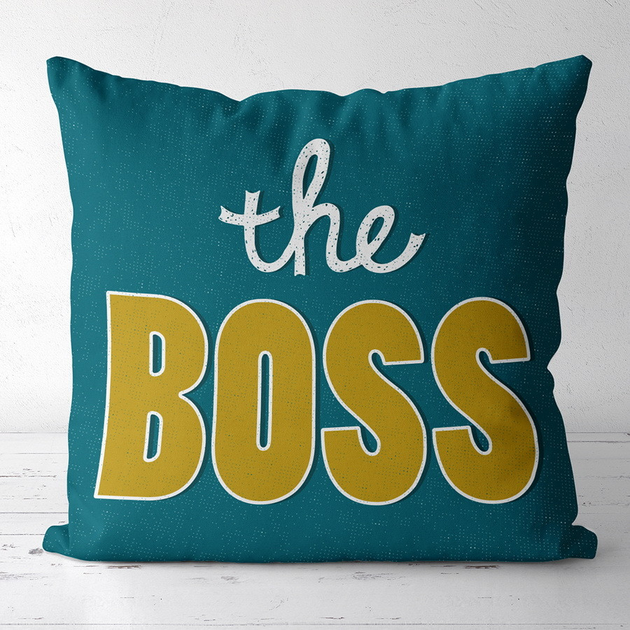 Подушка з принтом габардинова The boss 50x50 (5P_FAM021), фото 1