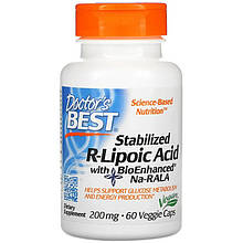 R-липоевая кислота Doctor's Best "Stabilized R-Lipoic Acid with BioEnhanced Na-RALA" 200 мг (60 капсул)