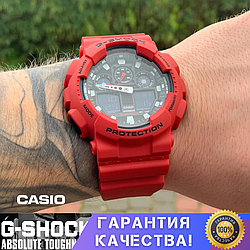 Чоловічий спортивний годинник Casio G-Shock GA-100 касіо джи шок червоний