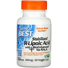 R-липоевая кислота Doctor's Best "Stabilized R-Lipoic Acid with BioEnhanced Na-RALA" 100 мг (60 капсул)