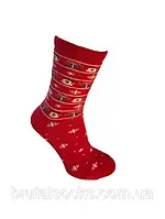 Теплые семейные носки с новогодним принтом Twinsocks р-14-16,18-20,22-24,23-25,25-27 бордо, бирюза, синий 14-16, Красный