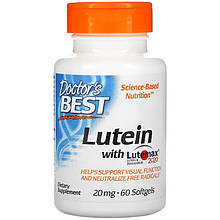 Лютеїн і зеаксантин Doctor's Best "Lutein with Lutemax 2020" здоров'я очей, 20 мг (60 гелевих капсул)