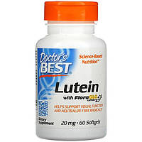 Лютеин и зеаксантин Doctor's Best "Lutein with FloraGlo" для здоровья глаз, 20 мг (60 гелевых капсул)