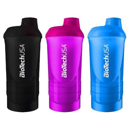 Шейкер BioTech Wave+ Shaker 3 in 1 600 мл синій, фото 2