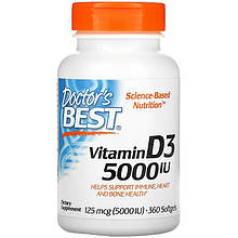 Вітамін D3, Doctor's Best "Vitamin D3" 5000 МО (360 гелевих капсул)