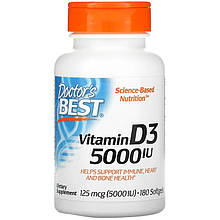 Вітамін D3, Doctor's Best "Vitamin D3" 5000 МО (180 гелевих капсул)