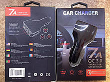 Автомобільний зарядний пристрій 7AQC3/ 12V/4USB/2A (200)
