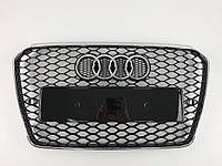 Решетка радиатора Audi A5 2011-2016год Черная с хром рамкой (в стиле RS)