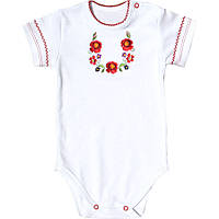 Боди вышиванка для новорожденных малышей с коротким рукавом летний, для девочки, Ладан 24