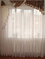 Жорсткий ламбрекен Firanka Стайл 2м коричневий із золотим (48_3ж)