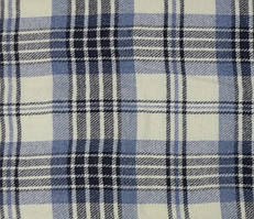 Плед вовняний Канні 140х200 сіро-синій. Плед шерстяний в клітинку