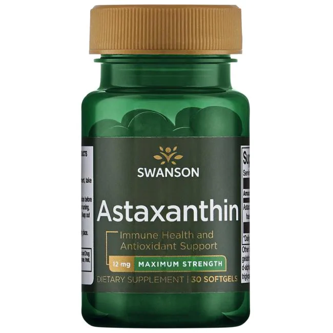 Астаксантин високої концентрації/Astaxanthin — Maximum Strength 12 mg 30 softgels Swanson USA