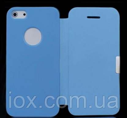 Блакитний чохол-книжка для Iphone 5/5S на магніті